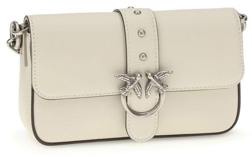 Pinko PINKO White Calf Leather Bos Taurus Shoulder Bag Roze