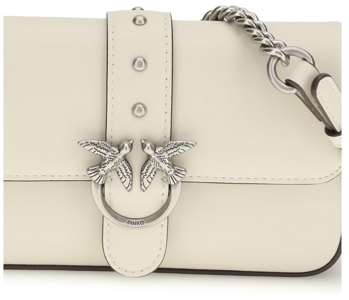 Pinko PINKO White Calf Leather Bos Taurus Shoulder Bag Roze