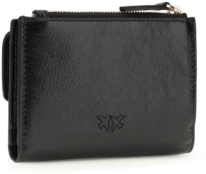 Pinko PINKO Black Calf Leather Bos Taurus Wallet Zwart
