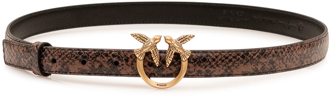 Pinko Love Berry Cintura Sottile Effetto Rettile Bruin