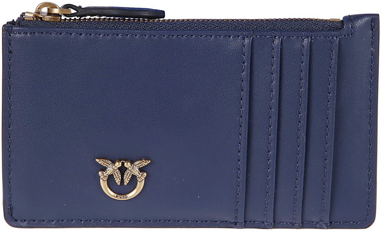 Pinko Airone Credit Card Holder Blue Blauw