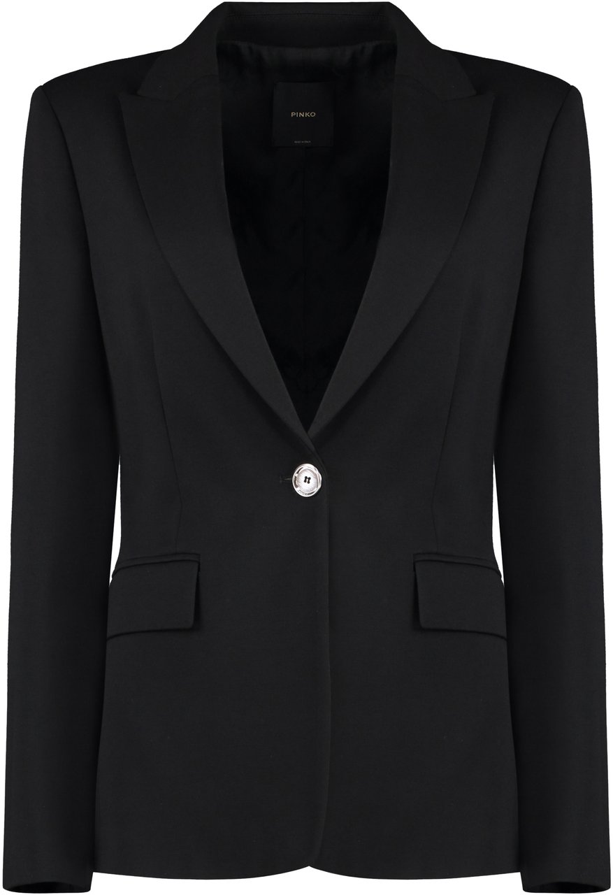 Pinko Signum single-breasted viscose blazer Zwart