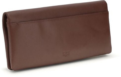 PINKO Bordeaux Calf Leather Bos Taurus Clutch Bag Maroon