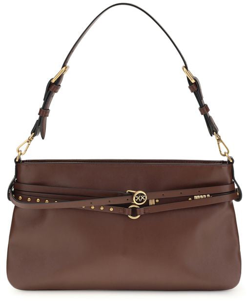 Pinko PINKO Brown Calf Leather Bos Taurus Shoulder Bag Bruin