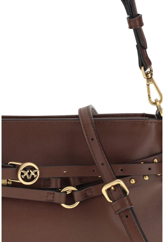 Pinko PINKO Brown Calf Leather Bos Taurus Shoulder Bag Bruin