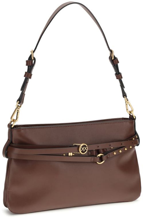 Pinko PINKO Brown Calf Leather Bos Taurus Shoulder Bag Bruin