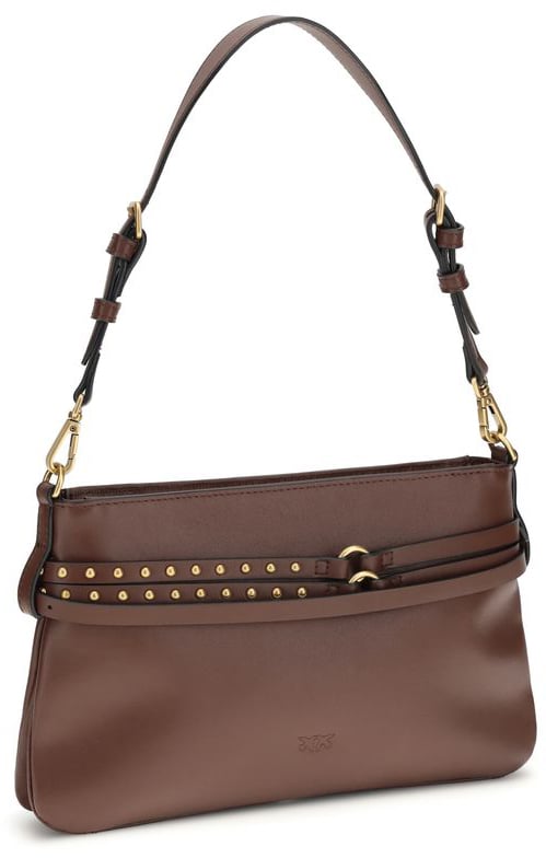 Pinko PINKO Brown Calf Leather Bos Taurus Shoulder Bag Bruin