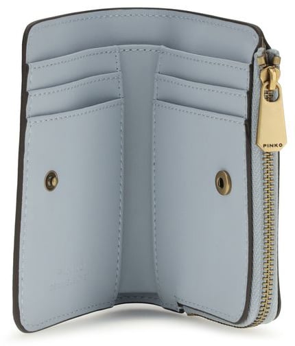 Pinko PINKO Blue Calf Leather Bos Taurus Wallet Blauw