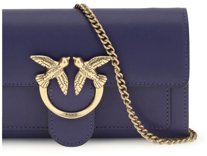 Pinko PINKO Blue Calf Leather Bos Taurus Wallet Blauw