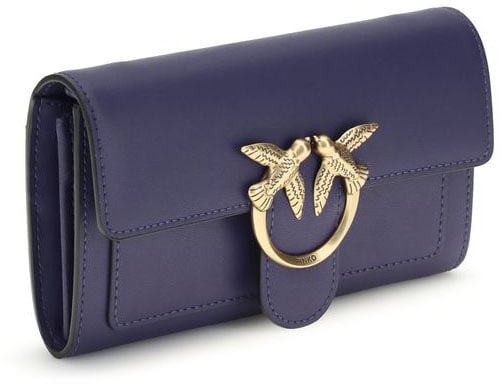 Pinko PINKO Blue Calf Leather Bos Taurus Wallet Blauw