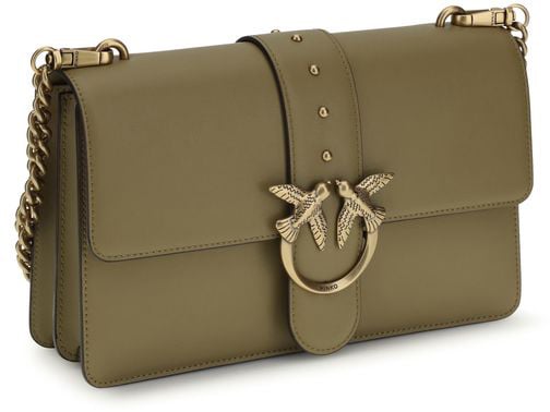 PINKO Bicolor Calf Leather Bos Taurus Shoulder Bag Divers