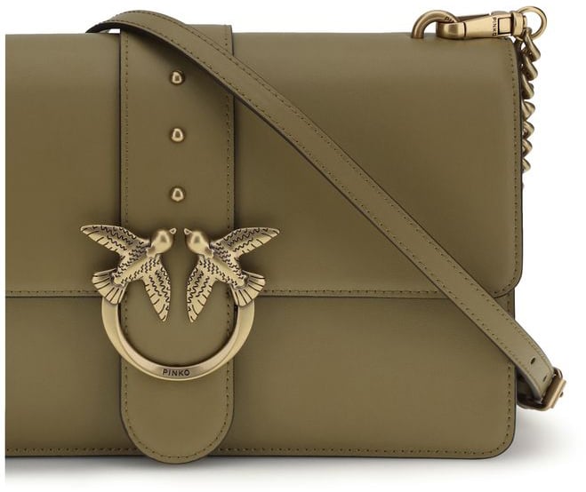 PINKO Bicolor Calf Leather Bos Taurus Shoulder Bag Divers