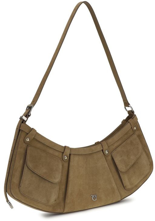 Pinko PINKO Beige Calf Leather Bos Taurus Shoulder Bag Beige