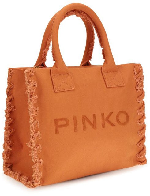 Pinko PINKO Orange Cotton Shoulder Bag Oranje