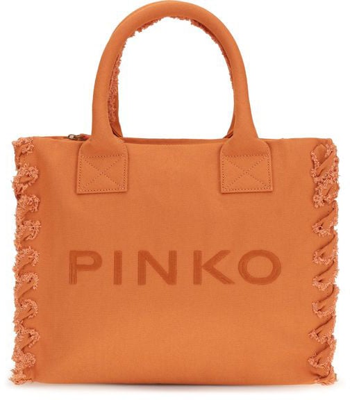 Pinko PINKO Orange Cotton Shoulder Bag Oranje