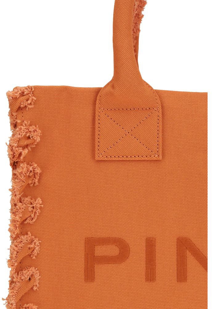 Pinko PINKO Orange Cotton Shoulder Bag Oranje
