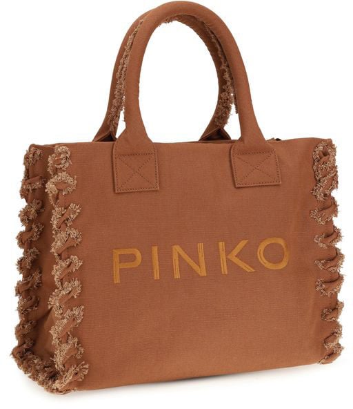Pinko PINKO Brown Cotton Shoulder Bag Bruin