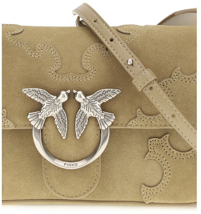 Pinko PINKO Beige Calf Leather Bos Taurus Shoulder Bag Beige