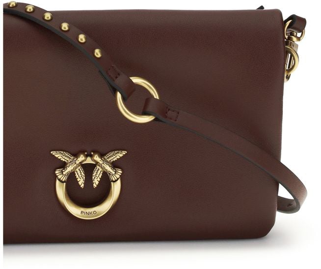 Pinko PINKO Purple Calf Leather Bos Taurus Shoulder Bag Paars