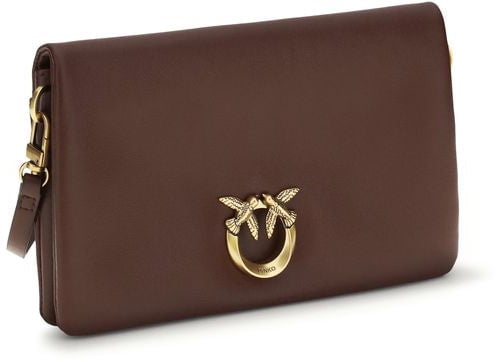 Pinko PINKO Purple Calf Leather Bos Taurus Shoulder Bag Paars