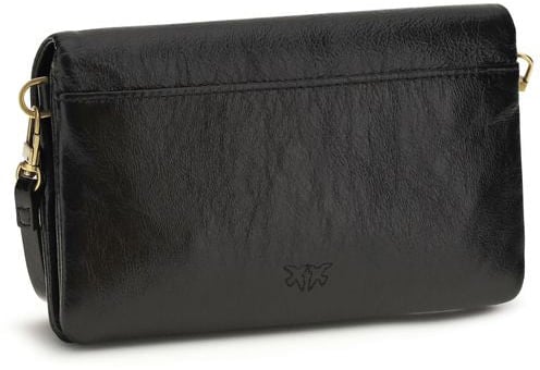 Pinko PINKO Black Calf Leather Bos Taurus Shoulder Bag Zwart