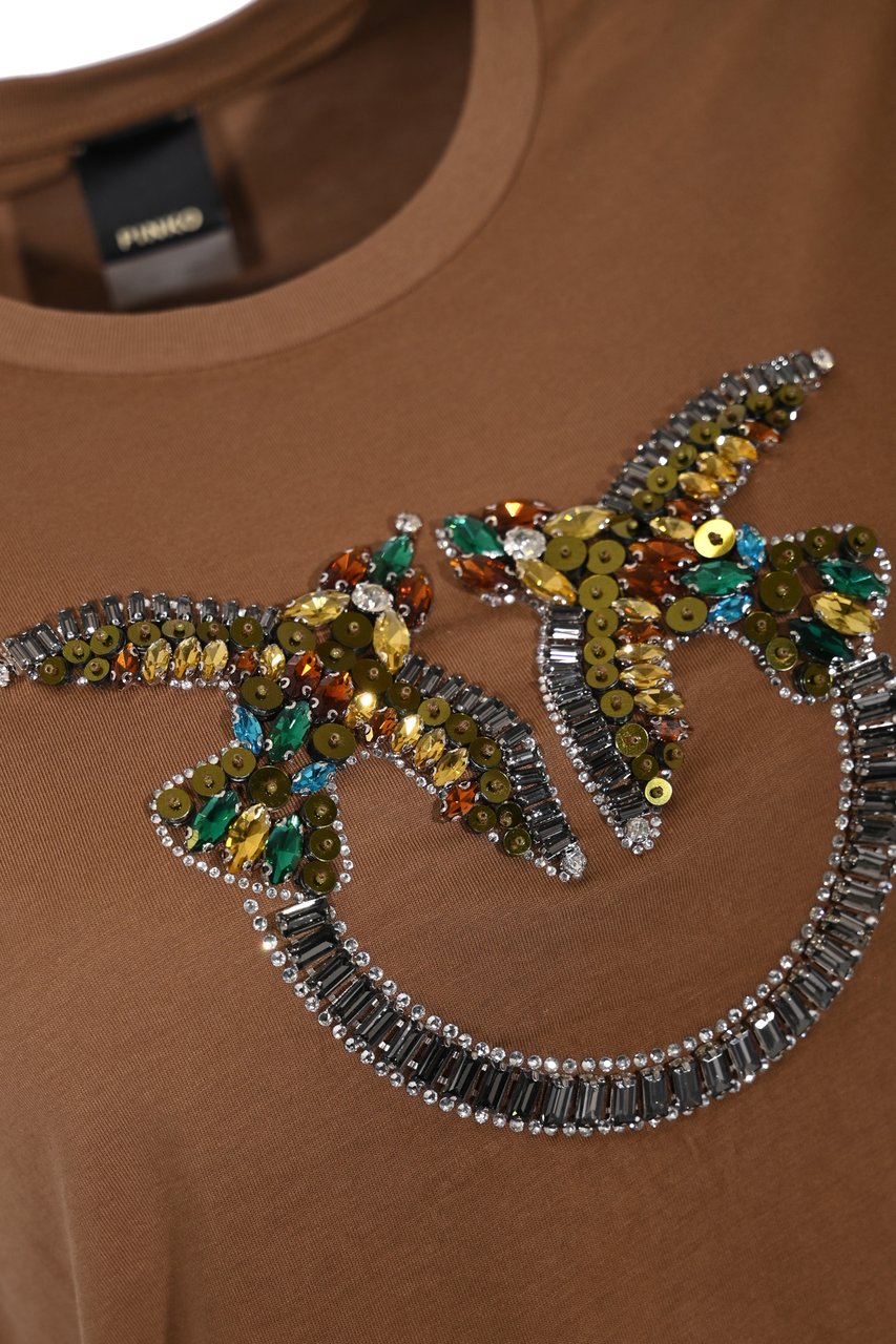 Pinko Sweaters Marrone Terra X Piante Bruin