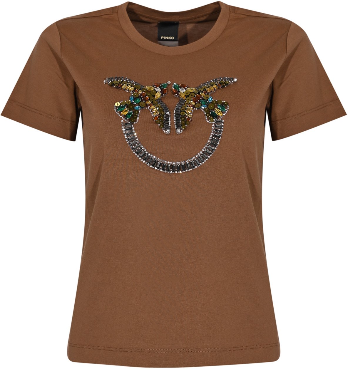 Pinko Sweaters Marrone Terra X Piante Bruin