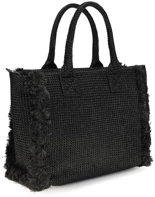 Pinko PINKO Black Raffia Shoulder Bag Zwart