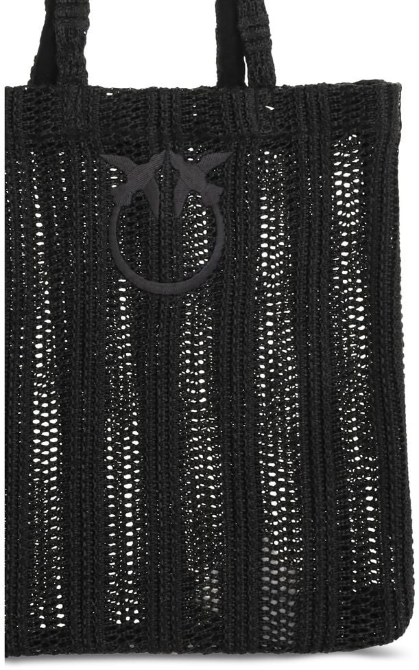 Pinko PINKO Black Raffia Shoulder Bag Zwart