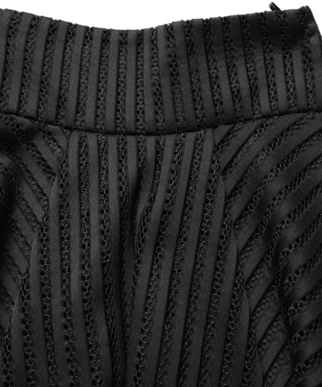 PINKO Cotton Striped Flared Silhouette Aline Midi Black Zwart