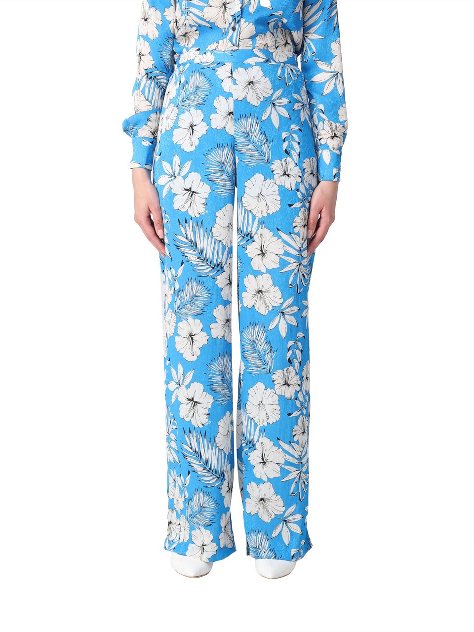 Pinko Trousers Light Blue Blauw