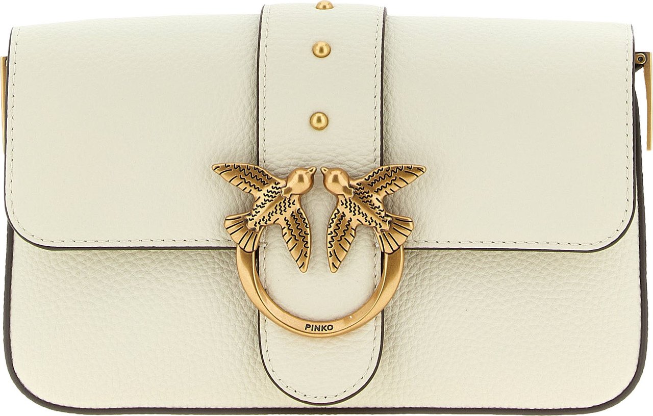 PINKO White Goatskin Crossbody Bag Wit