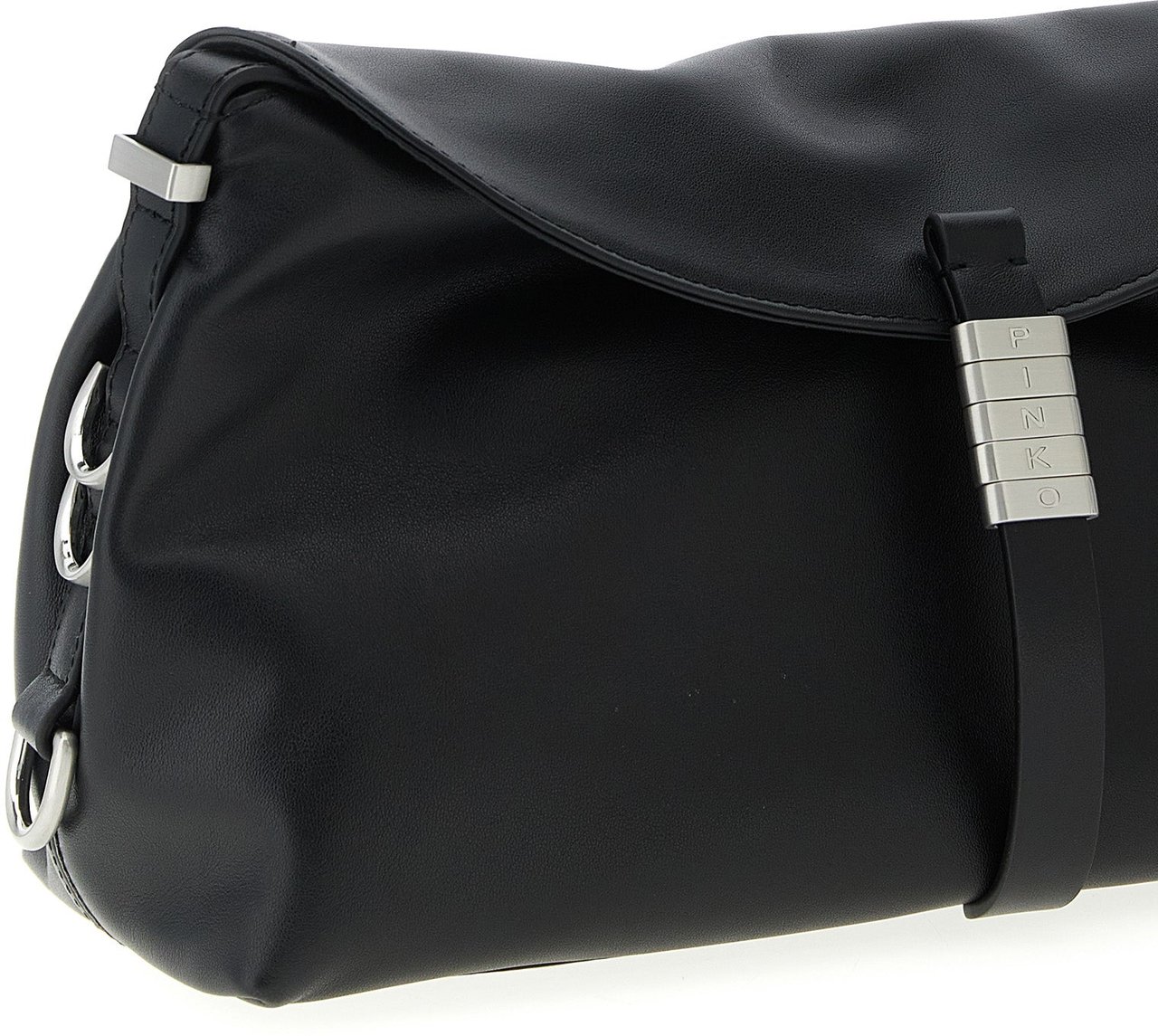 PINKO Black Goatskin Shoulder Bag Zwart
