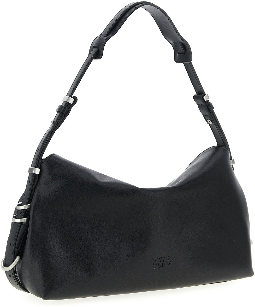 PINKO Black Goatskin Shoulder Bag Zwart