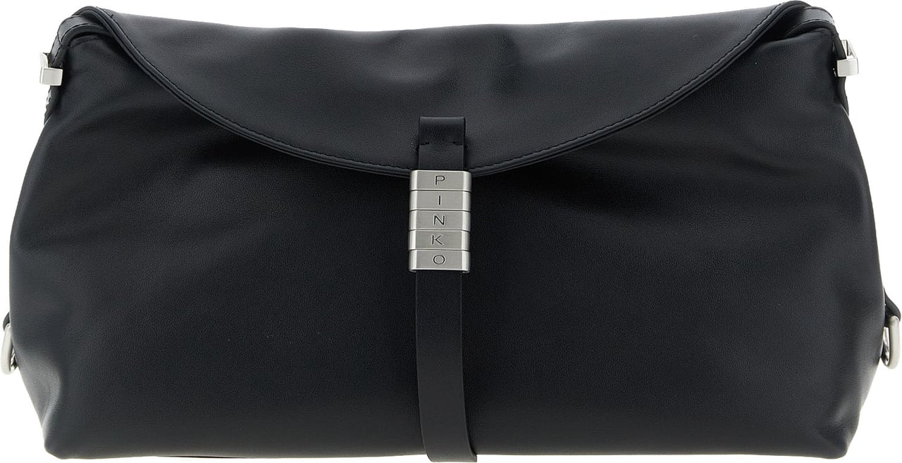 PINKO Black Goatskin Shoulder Bag Zwart
