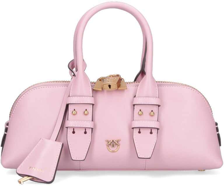 Pinko Structured Pink Handbag With Detachable Shoulder Strap Roze