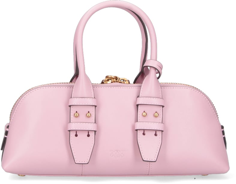 Pinko Structured Pink Handbag With Detachable Shoulder Strap Roze