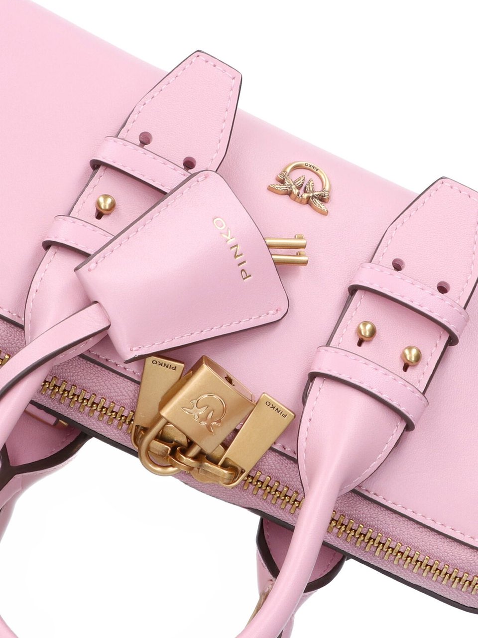 Pinko Structured Pink Handbag With Detachable Shoulder Strap Roze