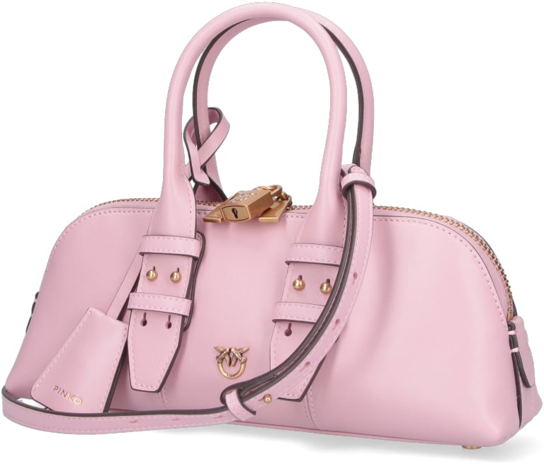 Pinko Structured Pink Handbag With Detachable Shoulder Strap Roze