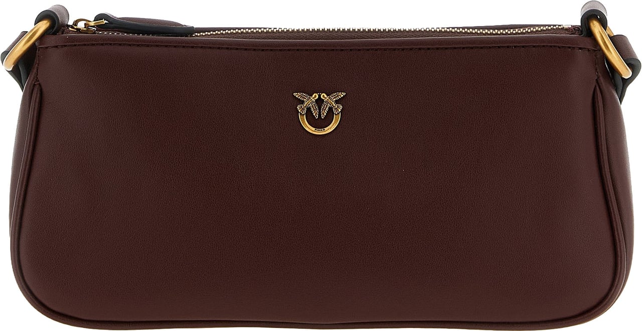 PINKO Bordeaux Cowhide Crossbody Bag Maroon