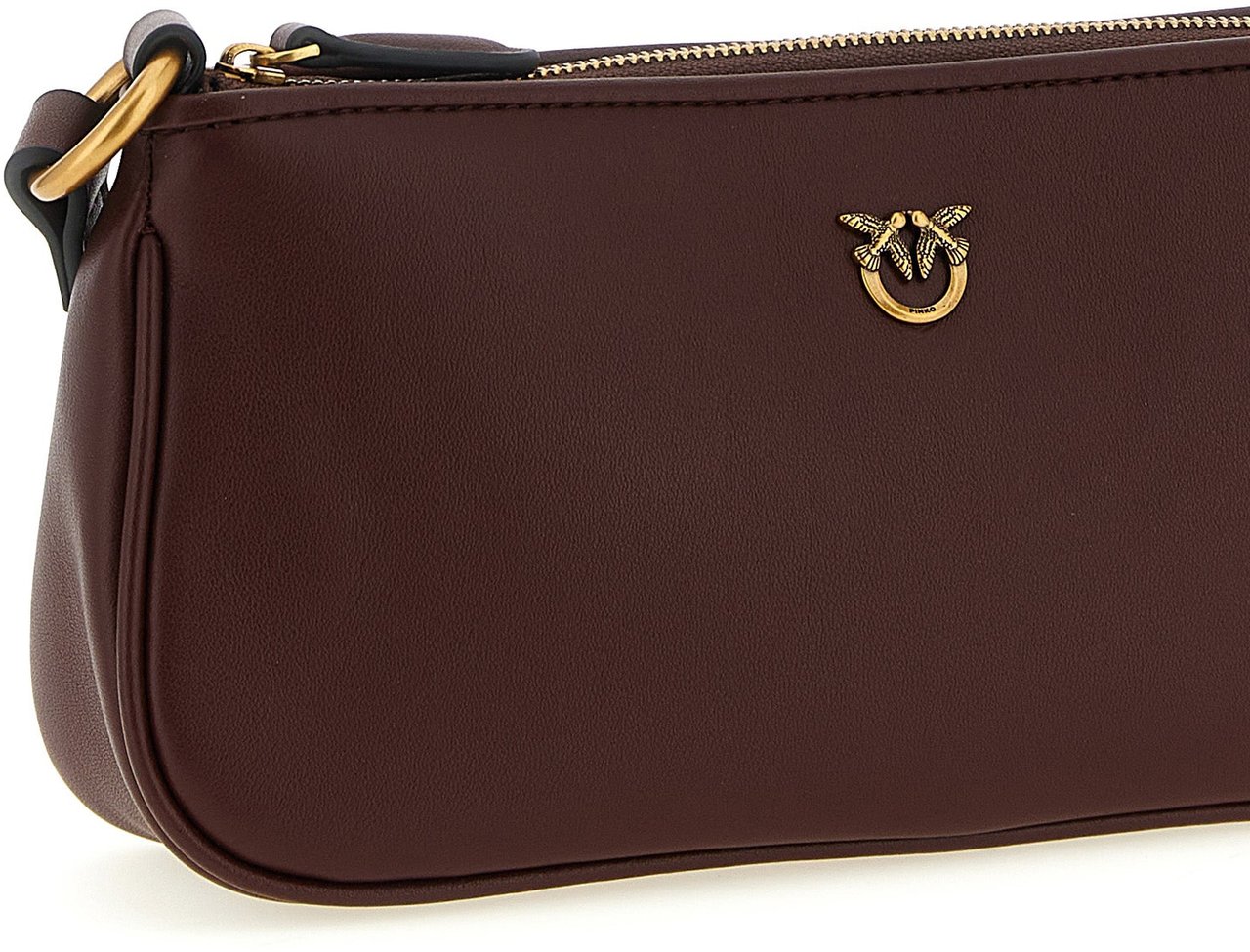 PINKO Bordeaux Cowhide Crossbody Bag Maroon