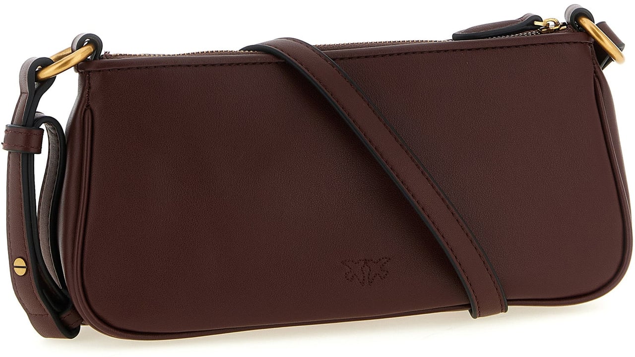 PINKO Bordeaux Cowhide Crossbody Bag Maroon