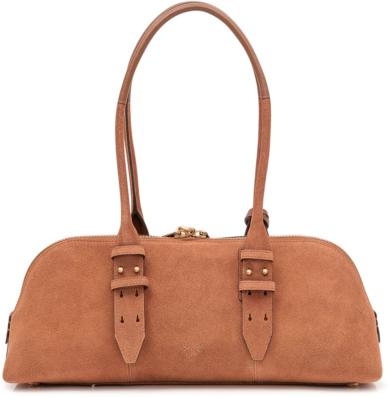 Pinko Borsa Bowling Baguette con Manici e Zip Beige