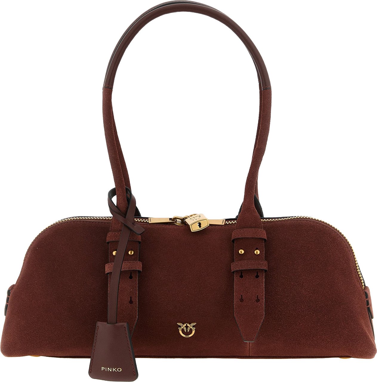 PINKO Bordeaux Cowhide Shoulder Bag Maroon