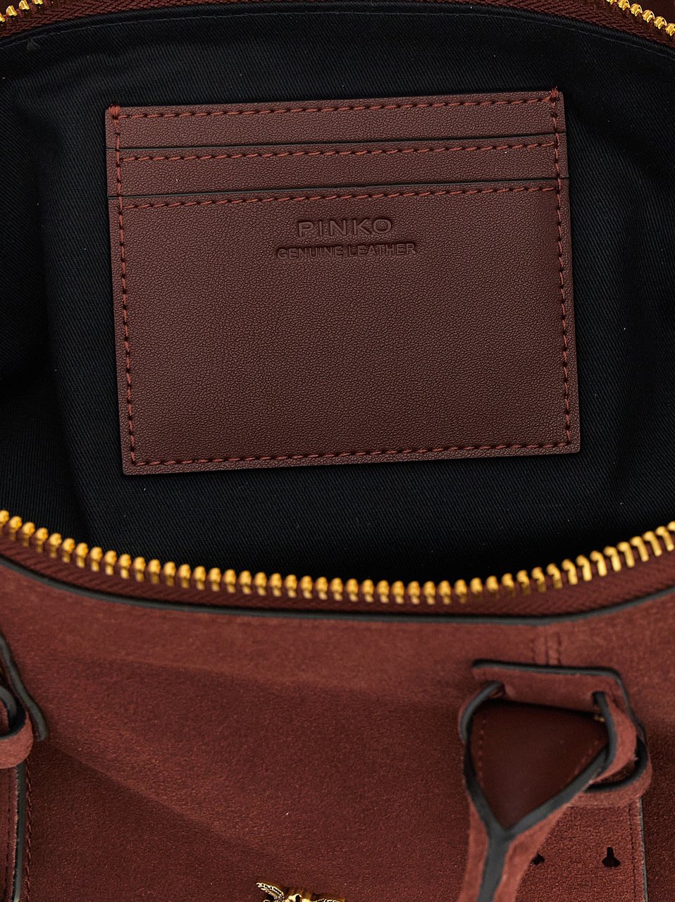 PINKO Bordeaux Cowhide Shoulder Bag Maroon