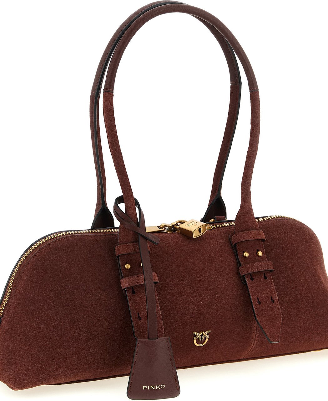 PINKO Bordeaux Cowhide Shoulder Bag Maroon