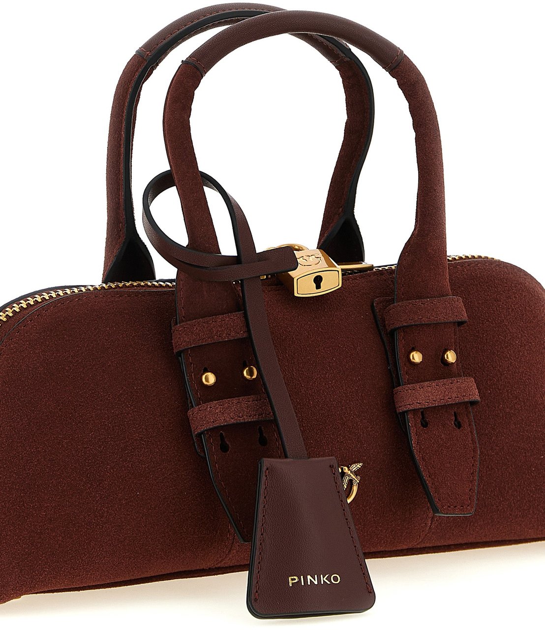 PINKO Bordeaux Cowhide Shoulder Bag Maroon