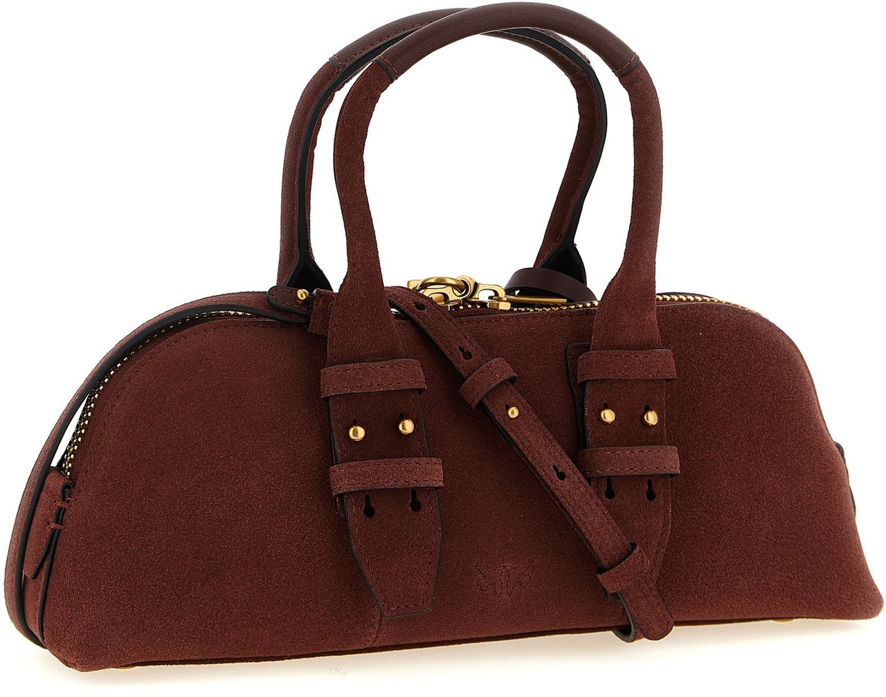 PINKO Bordeaux Cowhide Shoulder Bag Maroon