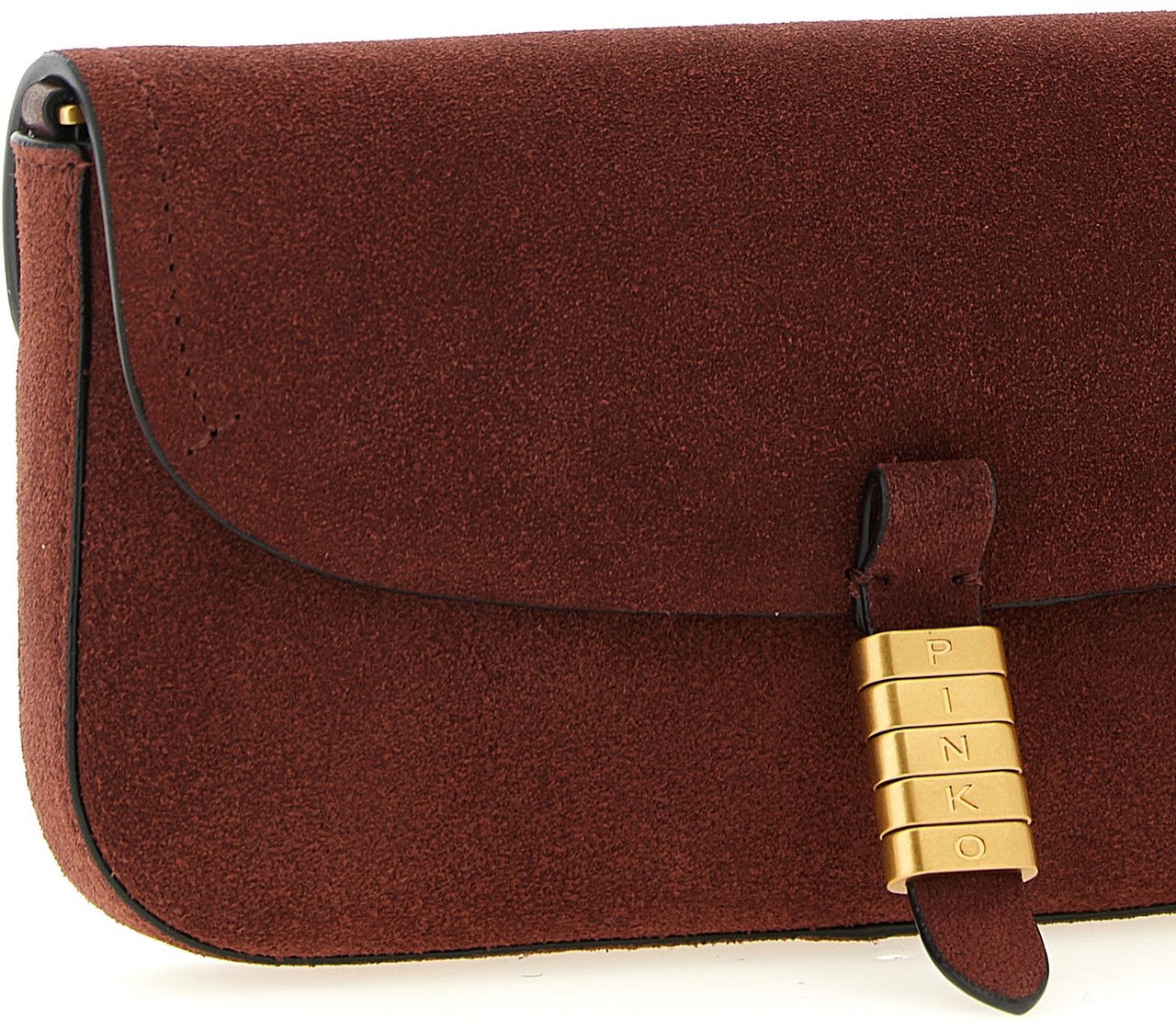 PINKO Bordeaux Cowhide Shoulder Bag Maroon