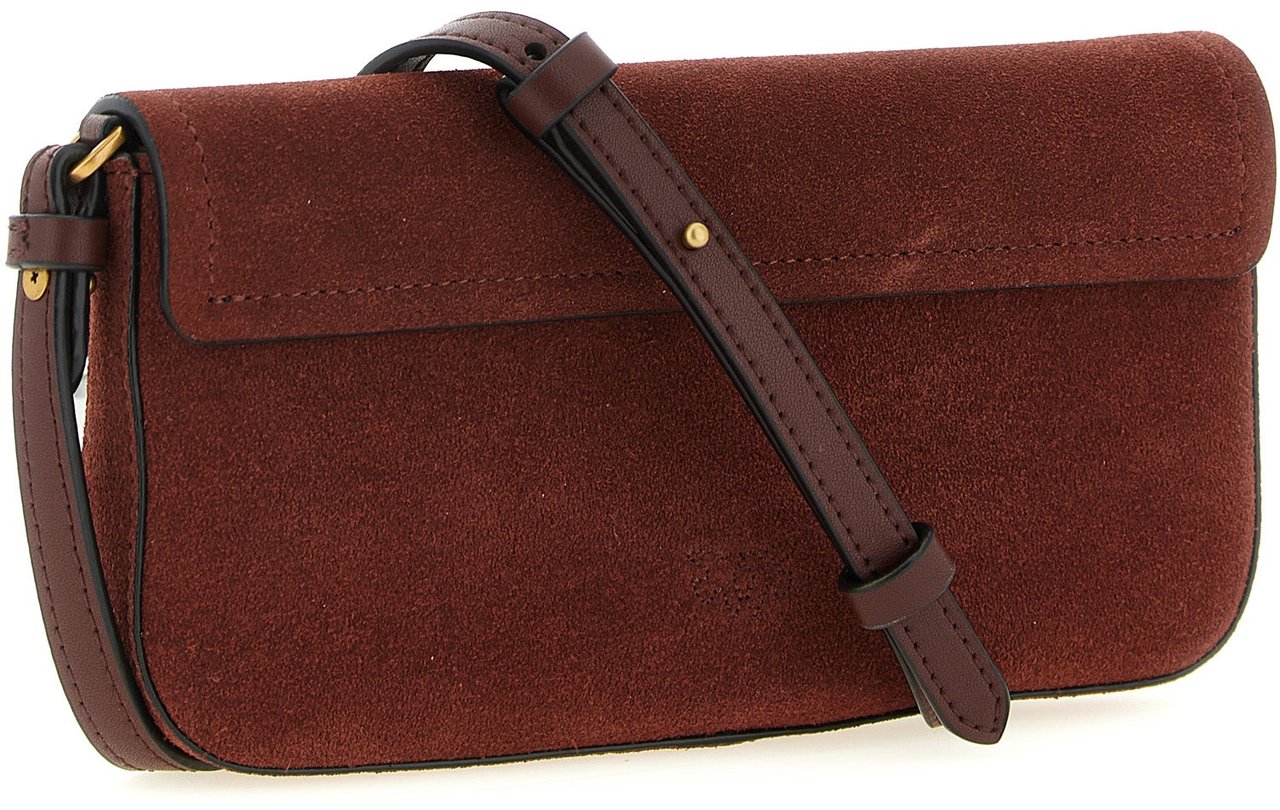 PINKO Bordeaux Cowhide Shoulder Bag Maroon